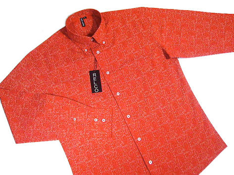 New Mod Retro 60's RED Paisley Long Sleeve Shirt  Preview